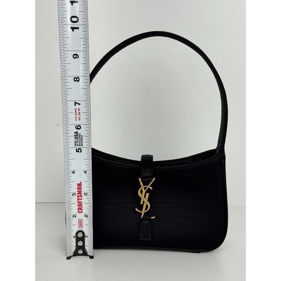 Saint Laurent Le 5 A 7 Mini Hobo Bag Black Satin - Picture 13 of 16